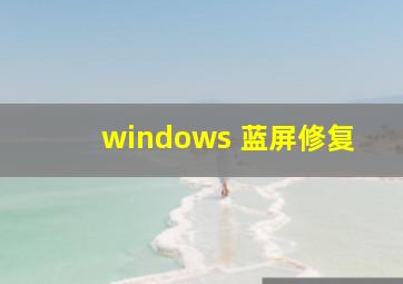 windows 蓝屏修复